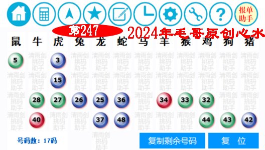 2024247期毛哥心水