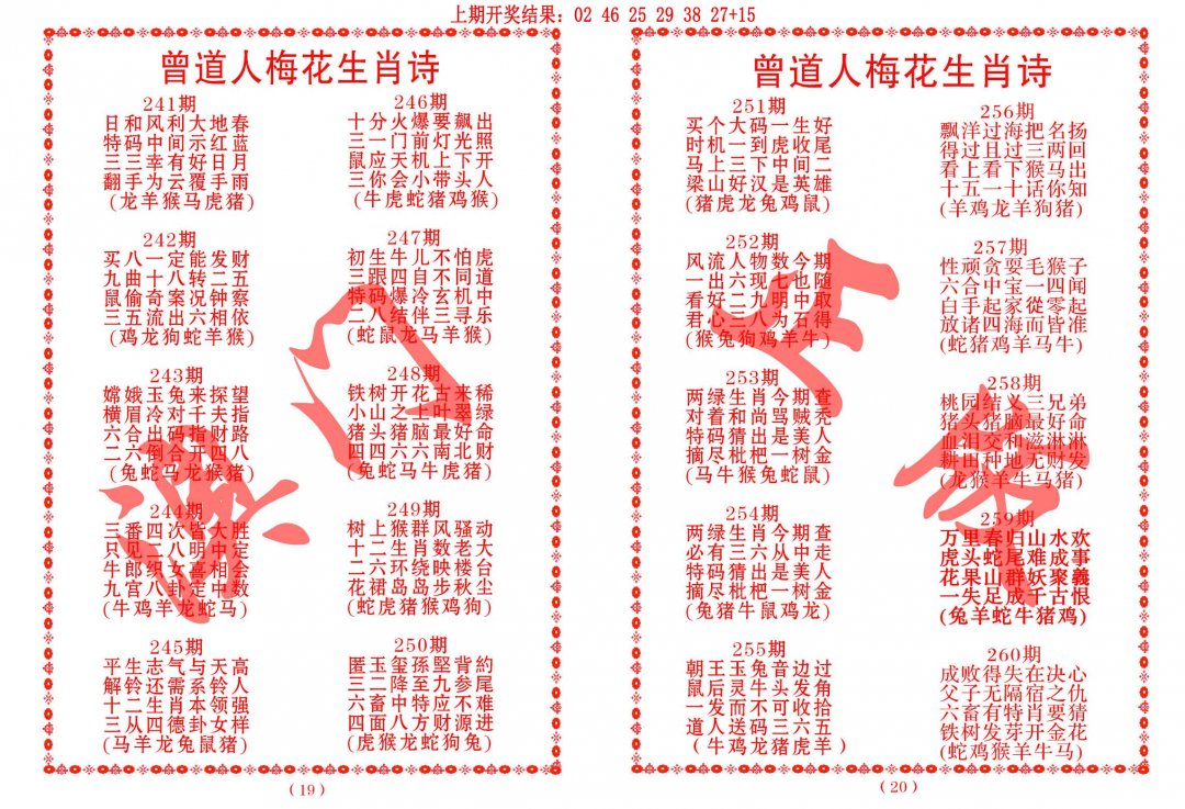 2024247期曾道人梅花生肖诗