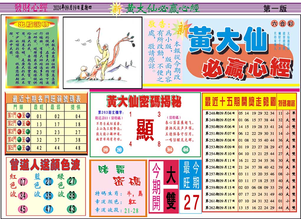 2024263期黄大仙必赢心经A