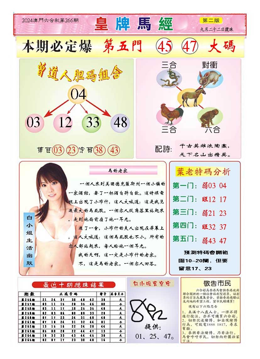 2024266期皇版马经B