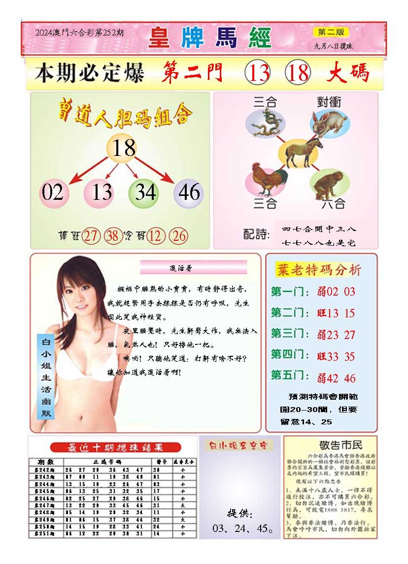 2024252期皇版马经B