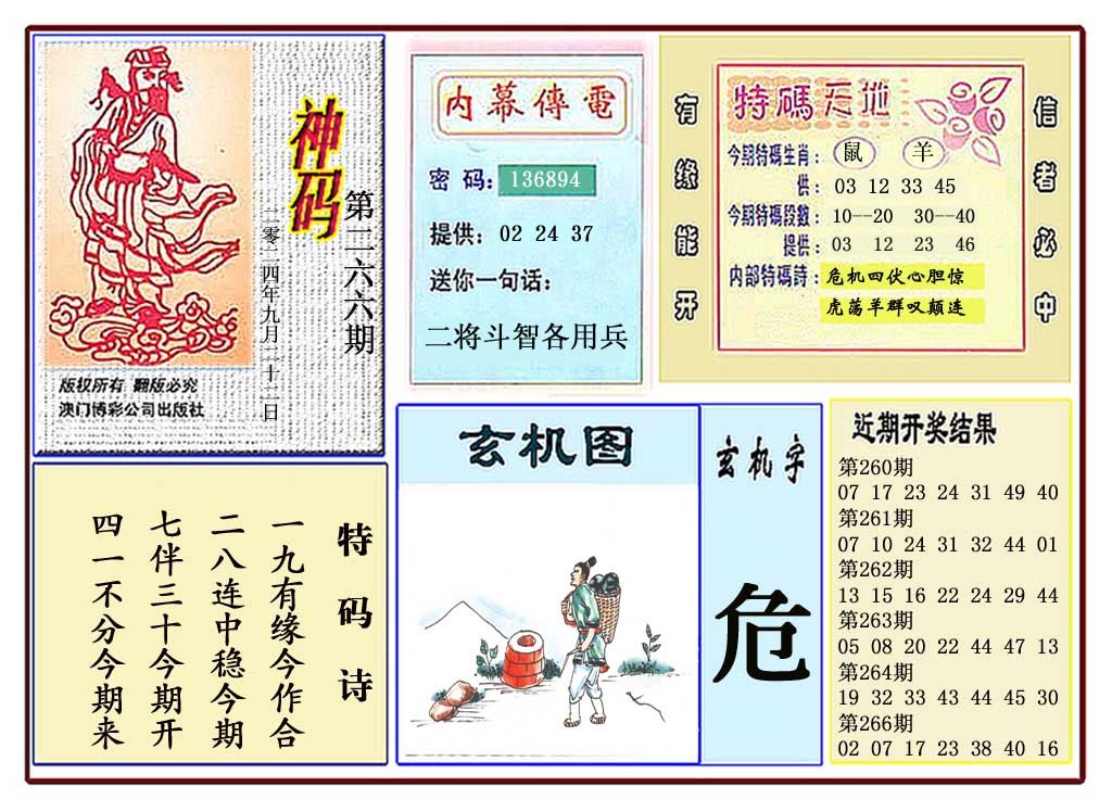 2024266期黄大仙神码
