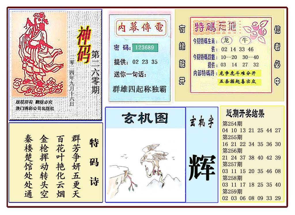 2024260期黄大仙神码
