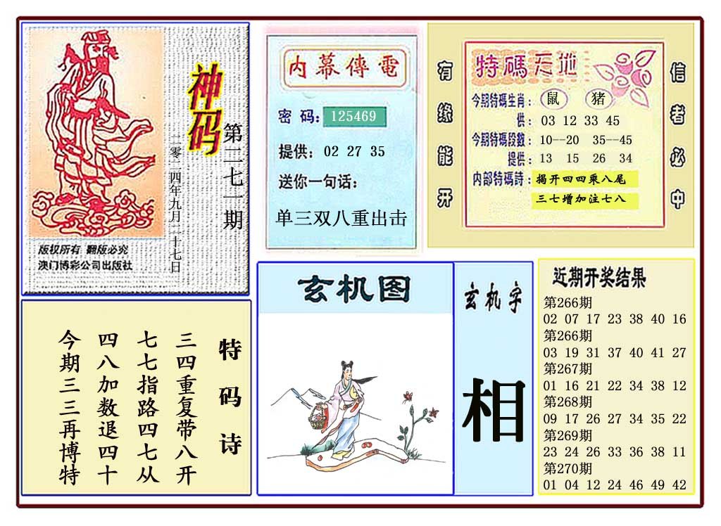 2024271期黄大仙神码