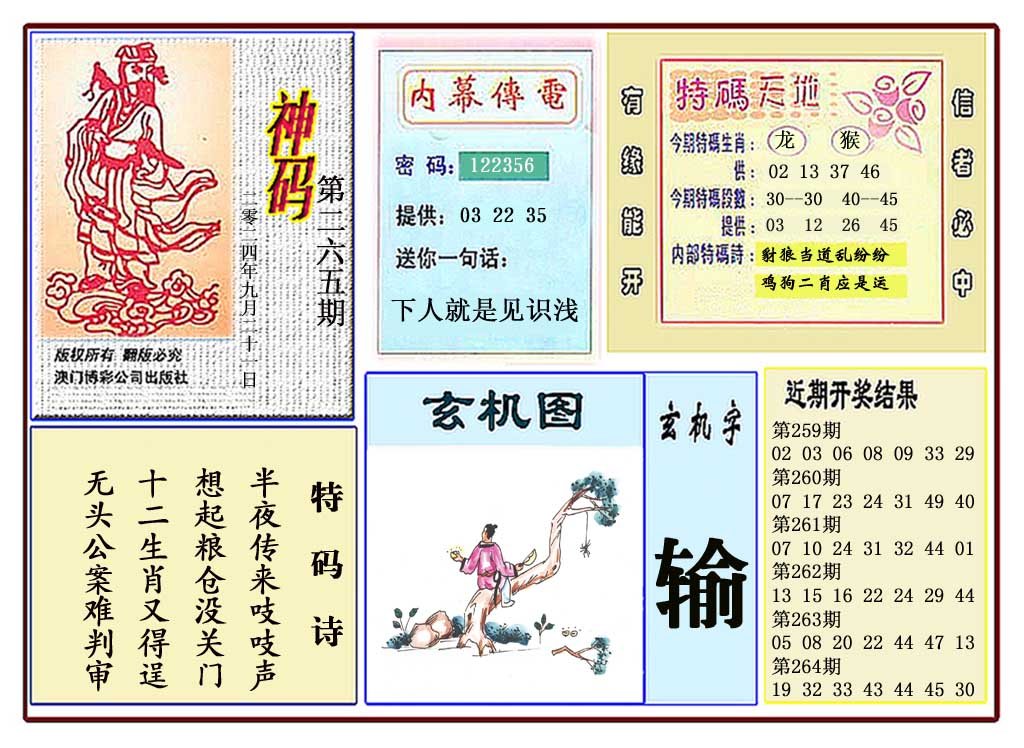 2024265期黄大仙神码
