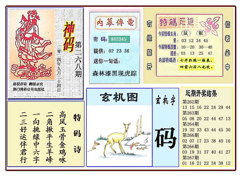 2024268期黄大仙神码