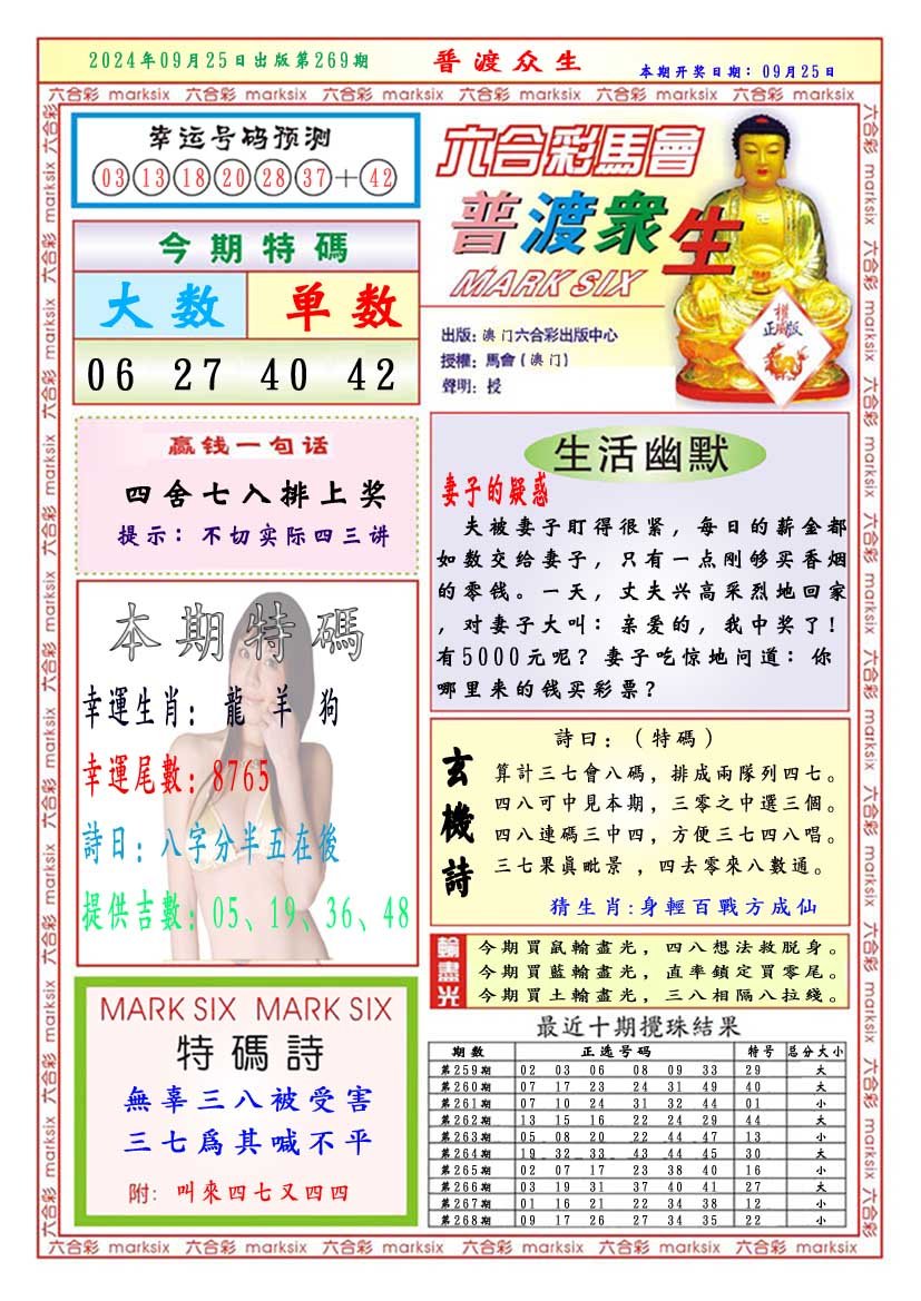 2024269期普渡众生