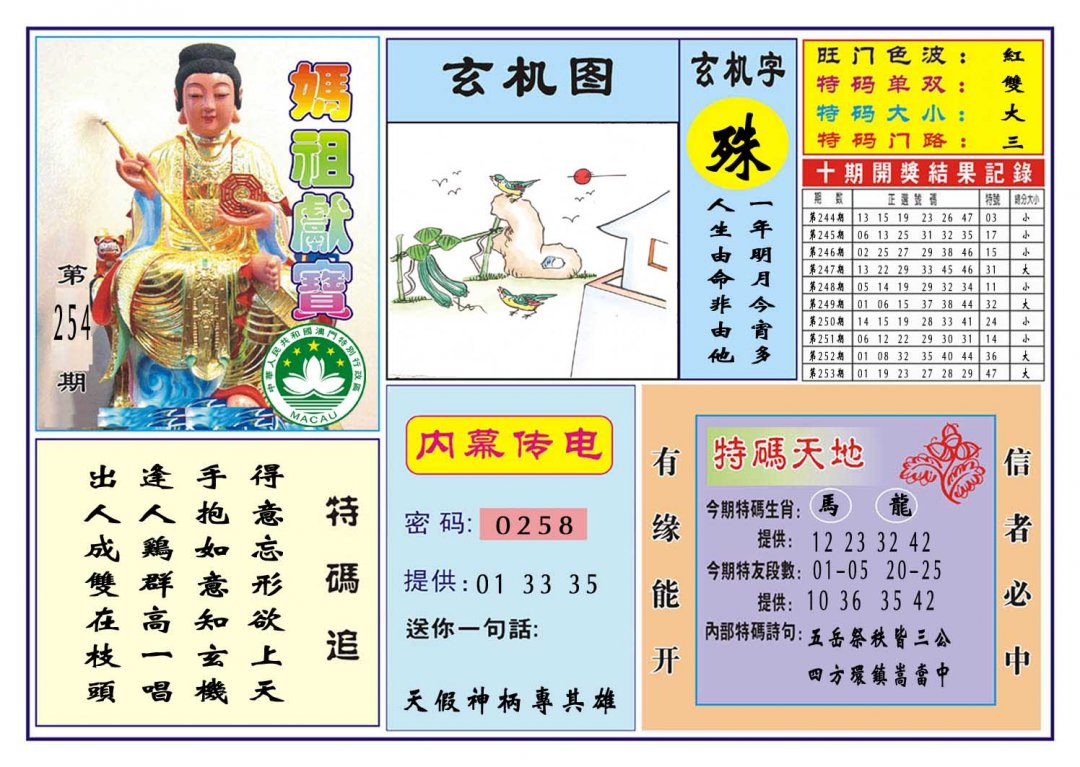 2024254期马祖献宝