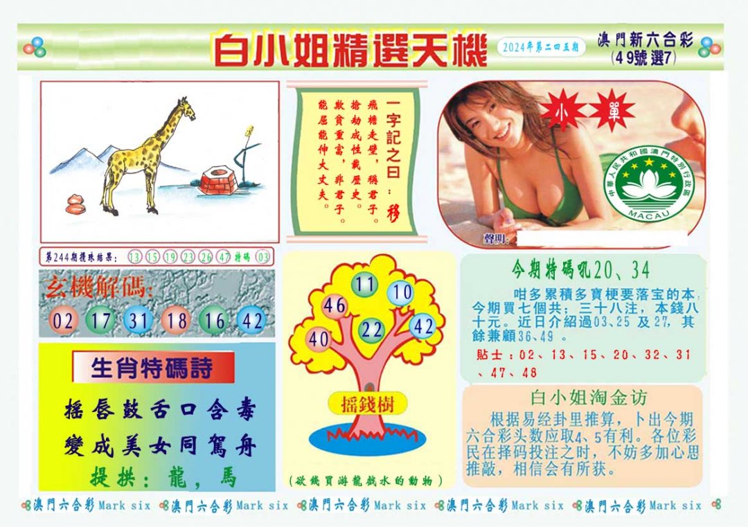 2024245期白小姐精选玄机A