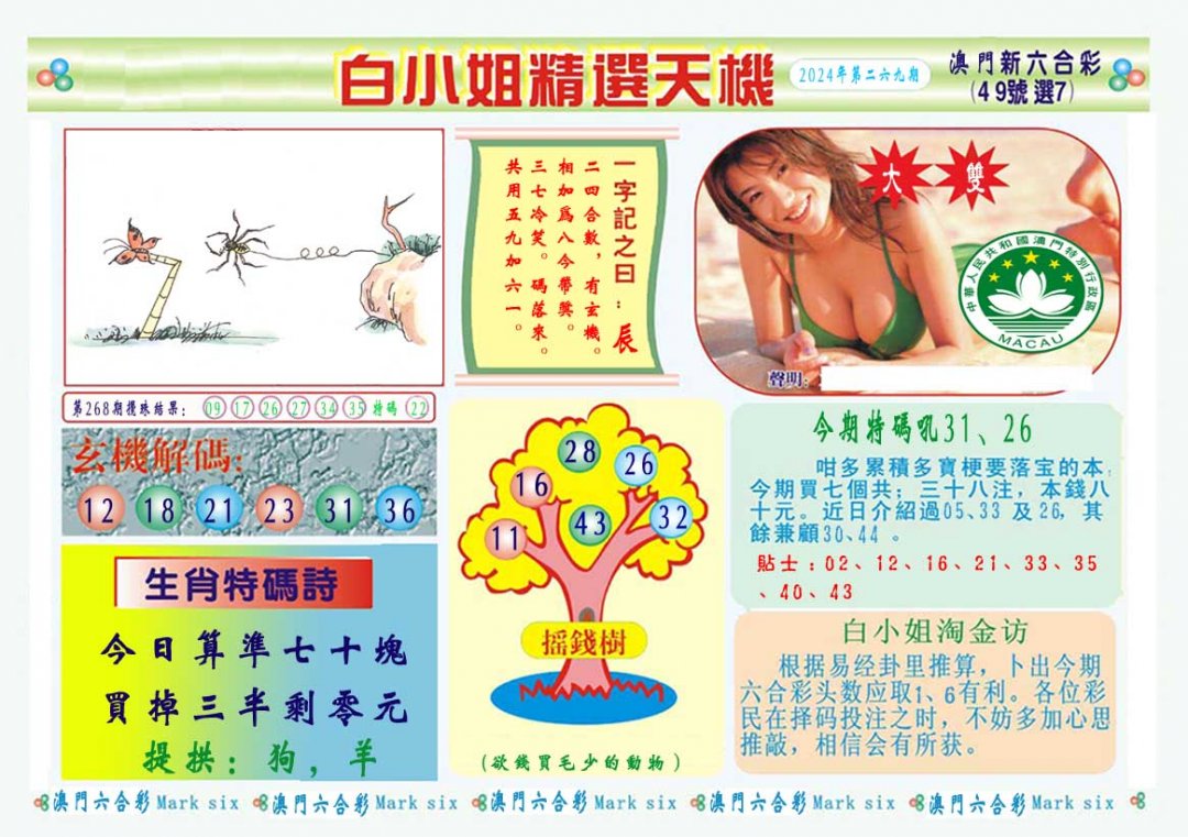 2024269期白小姐精选玄机A