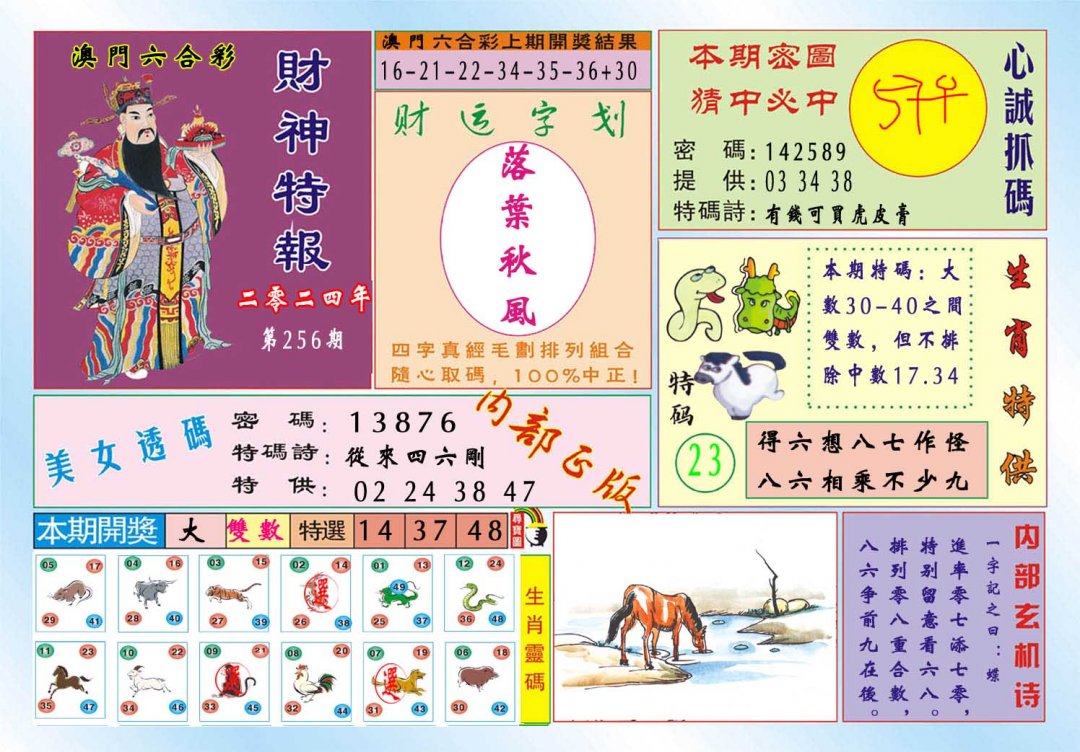2024256期财神特报
