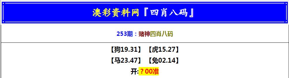2024253期赌神四肖八码