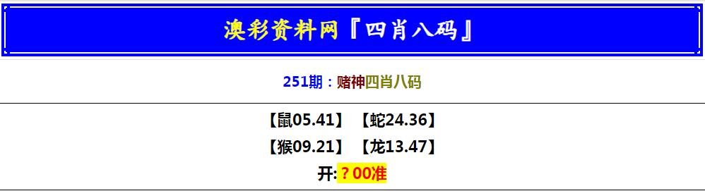 2024251期赌神四肖八码