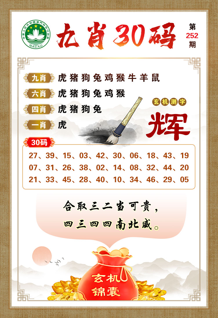 2024252期九肖30码