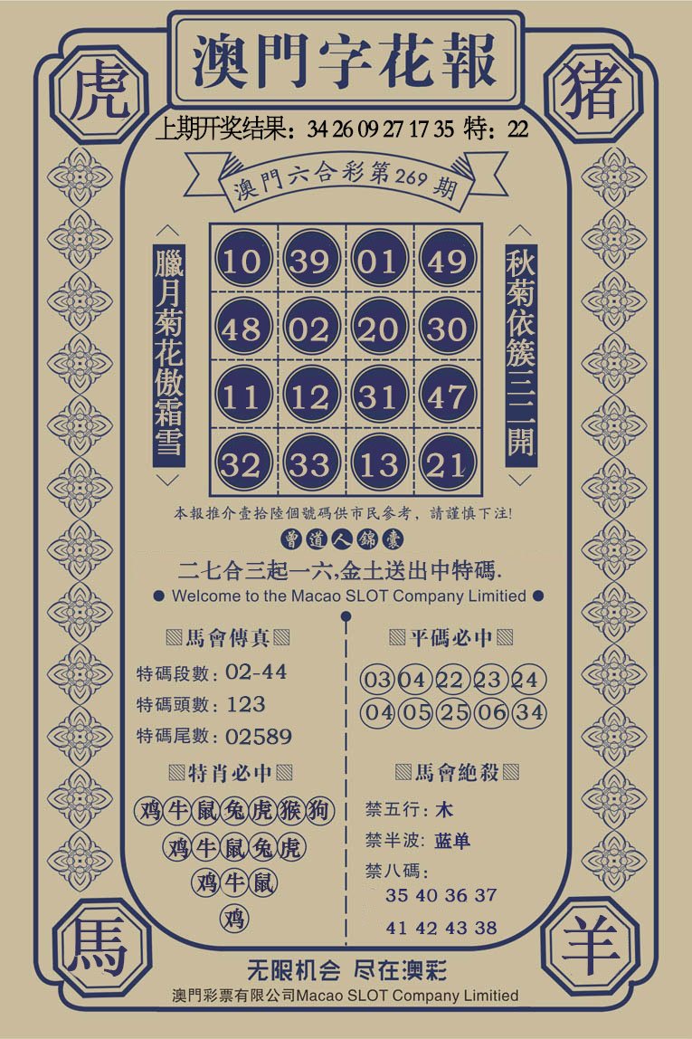 2024269期澳门字花报