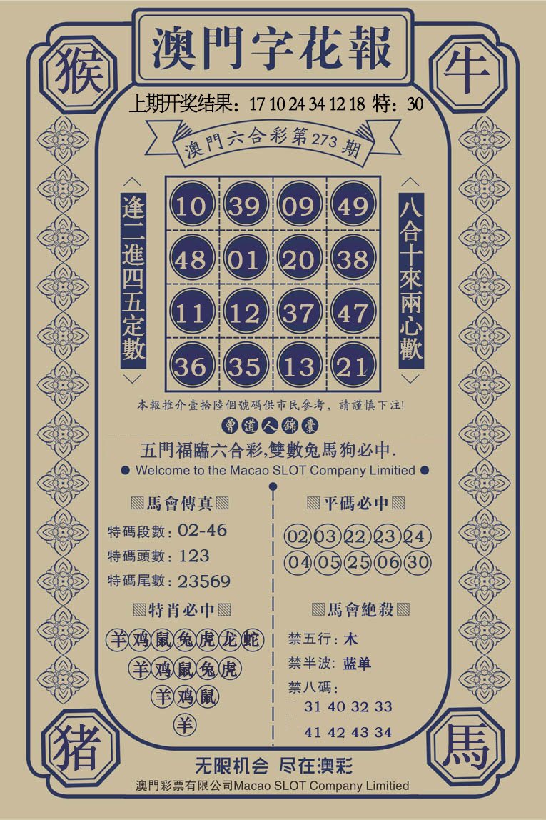 2024273期澳门字花报