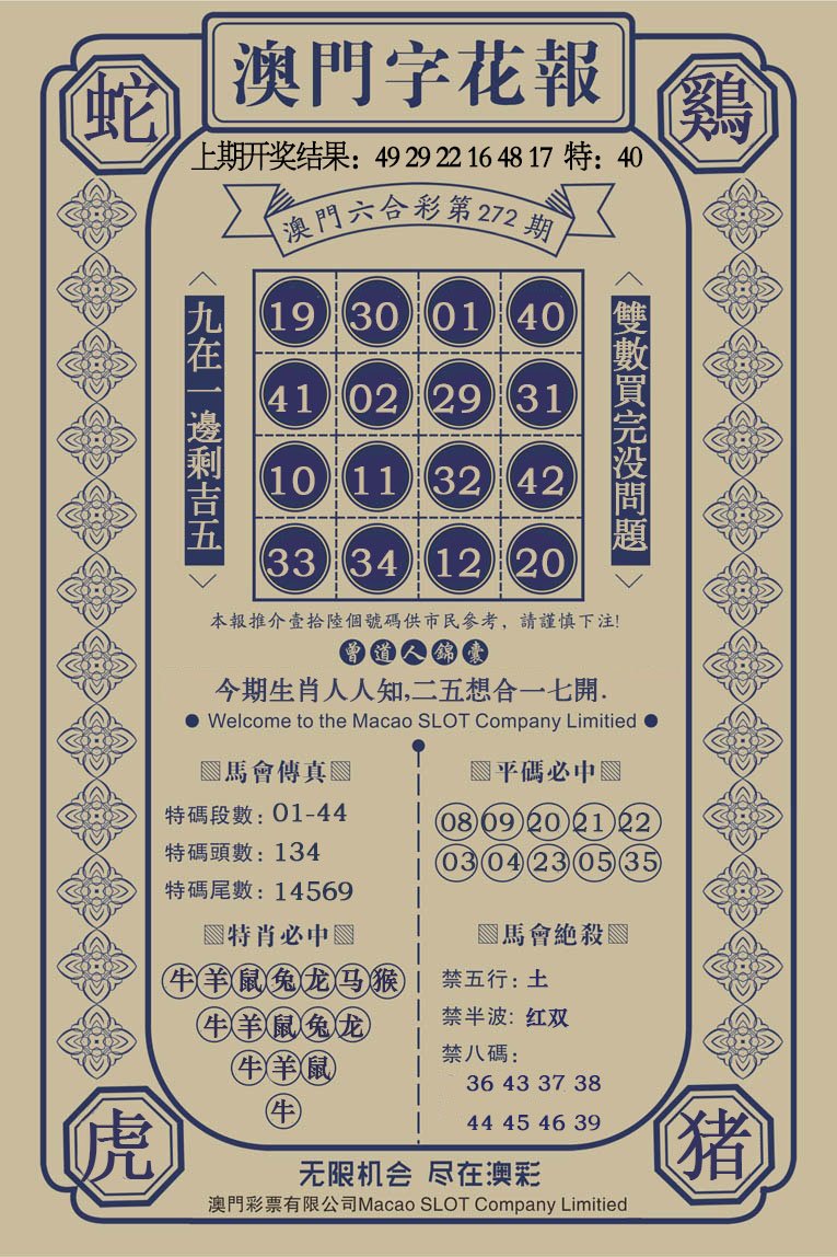 2024272期澳门字花报