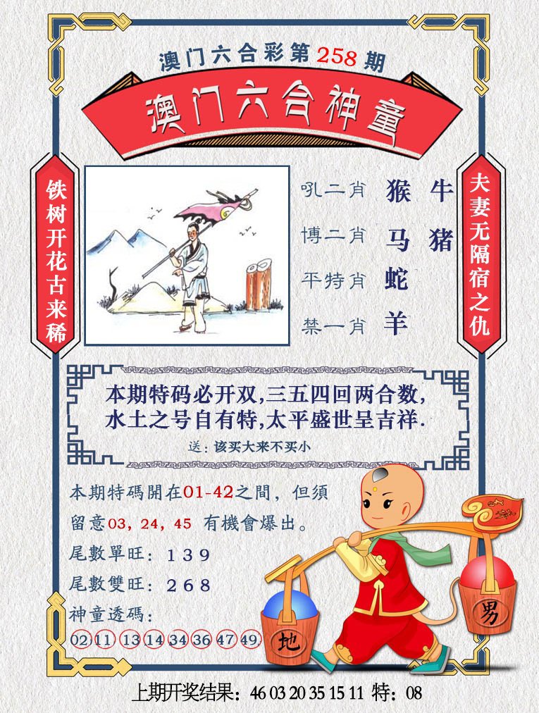 2024258期澳门六合神童