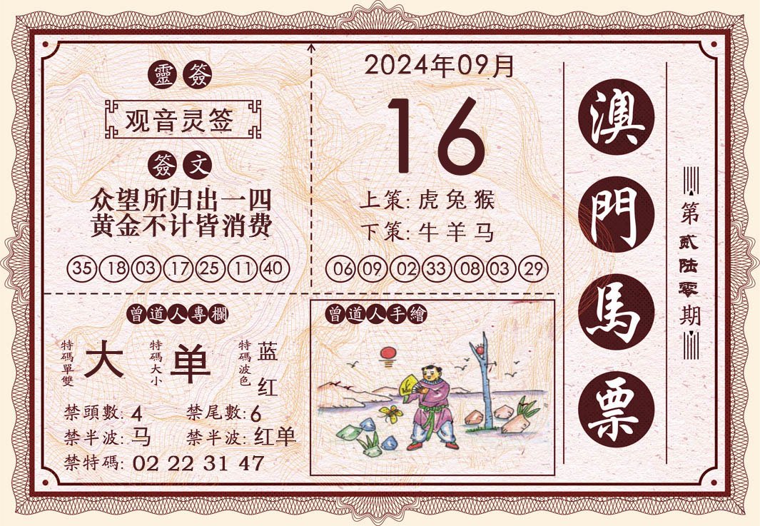 2024260期澳门马票