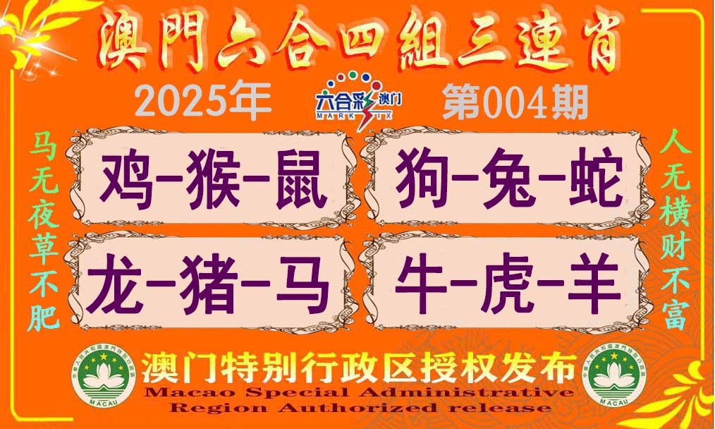 2025004期六合四组三连肖
