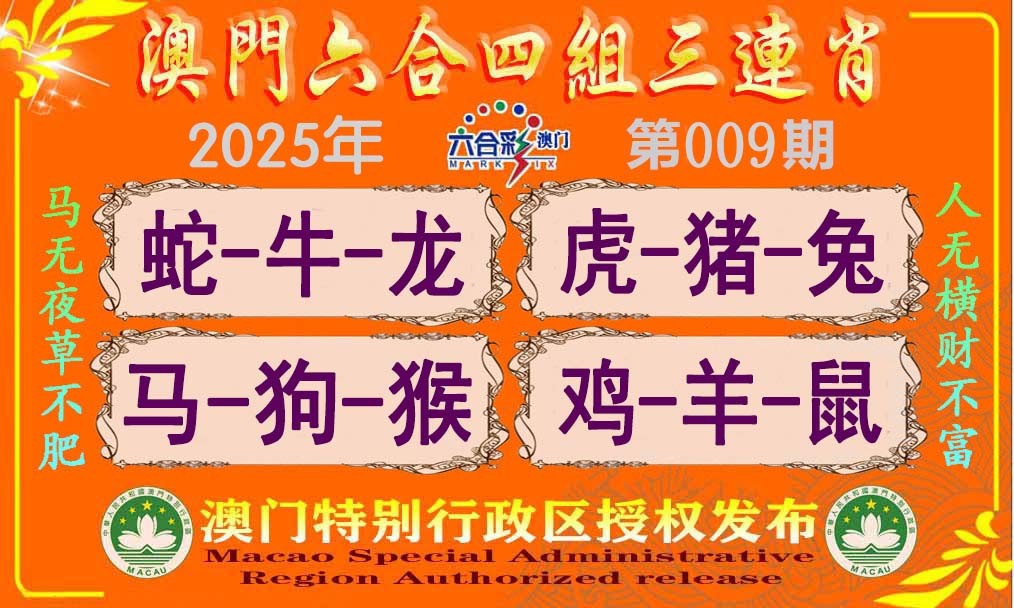 2025009期六合四组三连肖