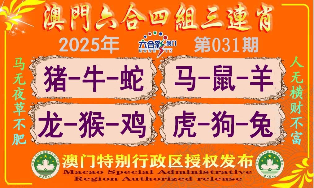 2025031期六合四组三连肖