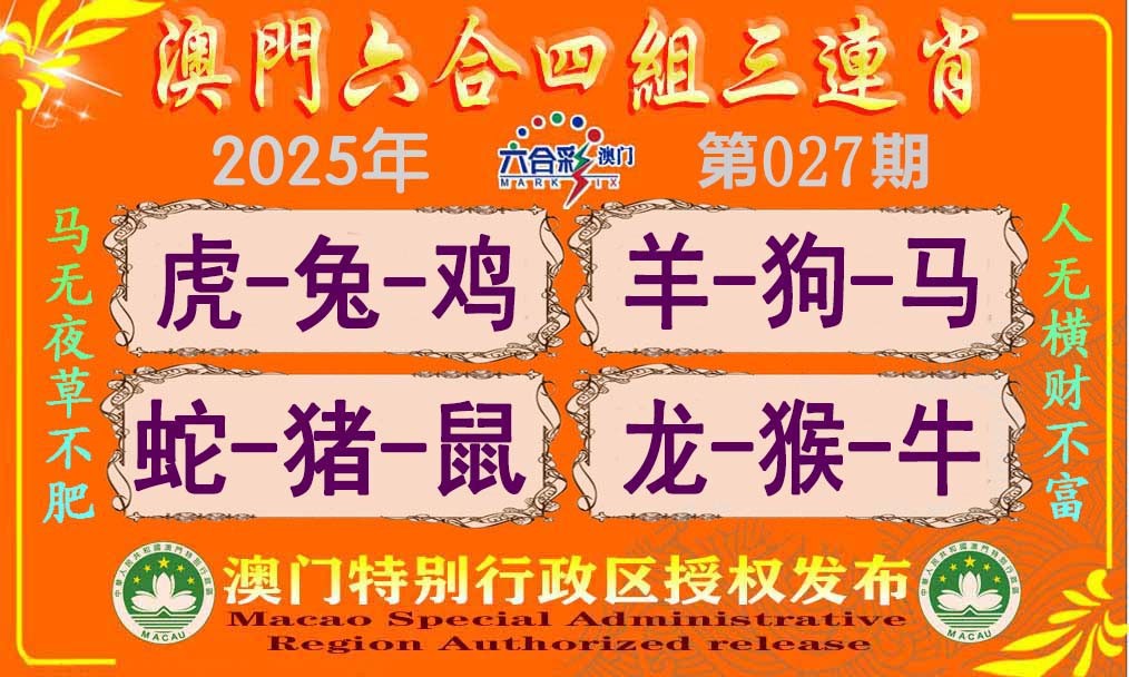 2025027期六合四组三连肖