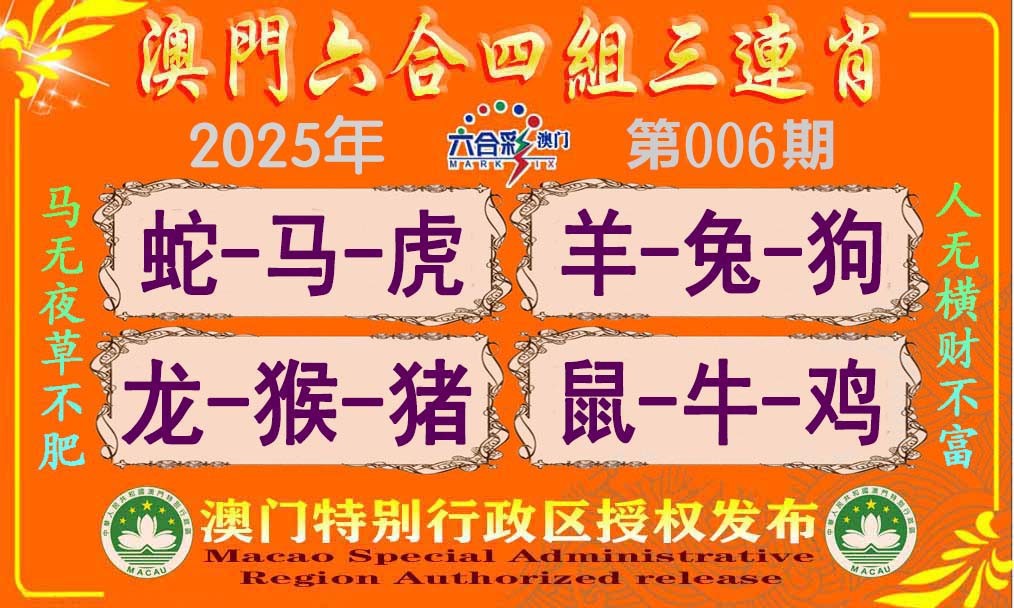 2025006期六合四组三连肖