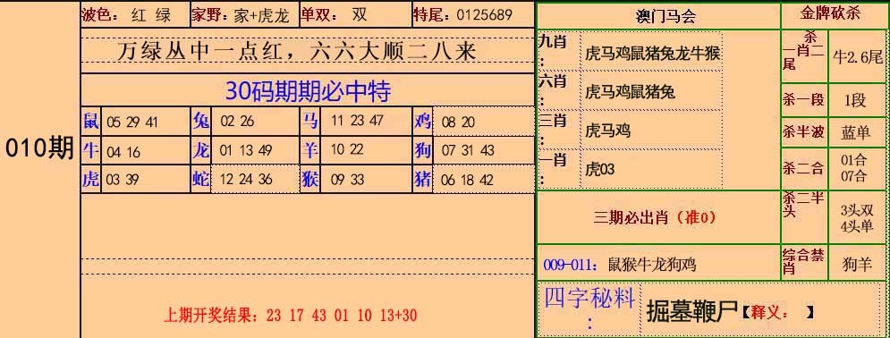 2025010期30码中特