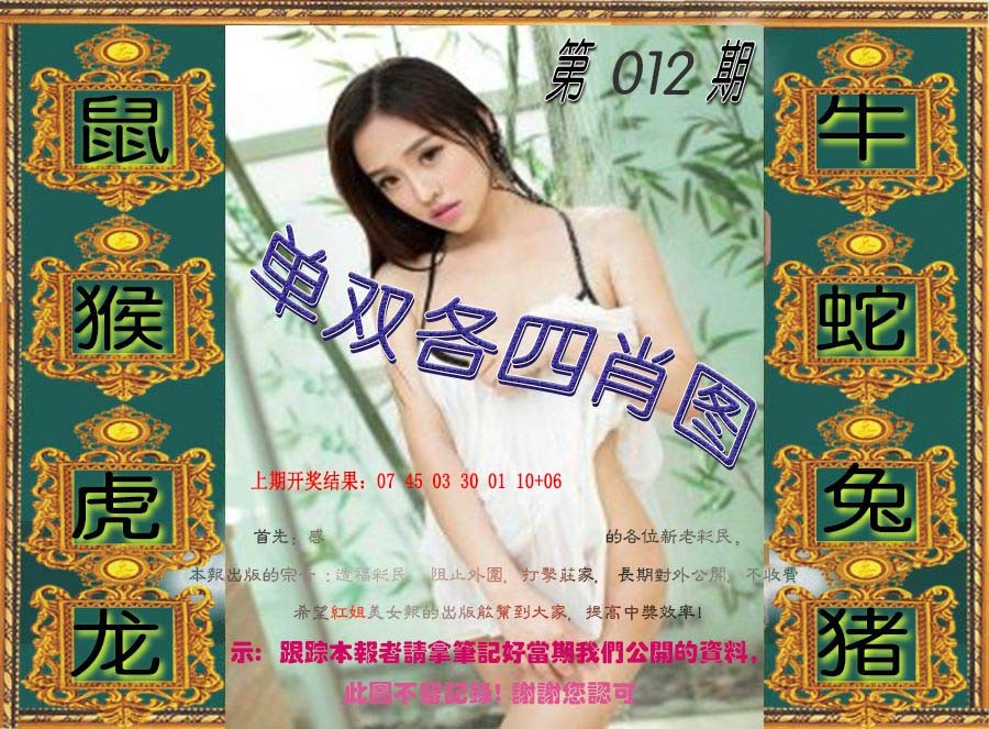 2025012期单双各四肖图