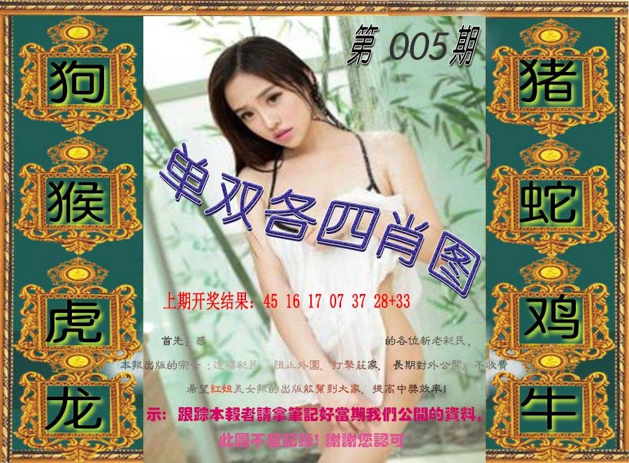 2025005期单双各四肖图