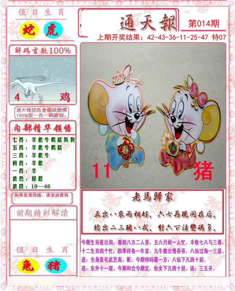 2025014期马经通天报