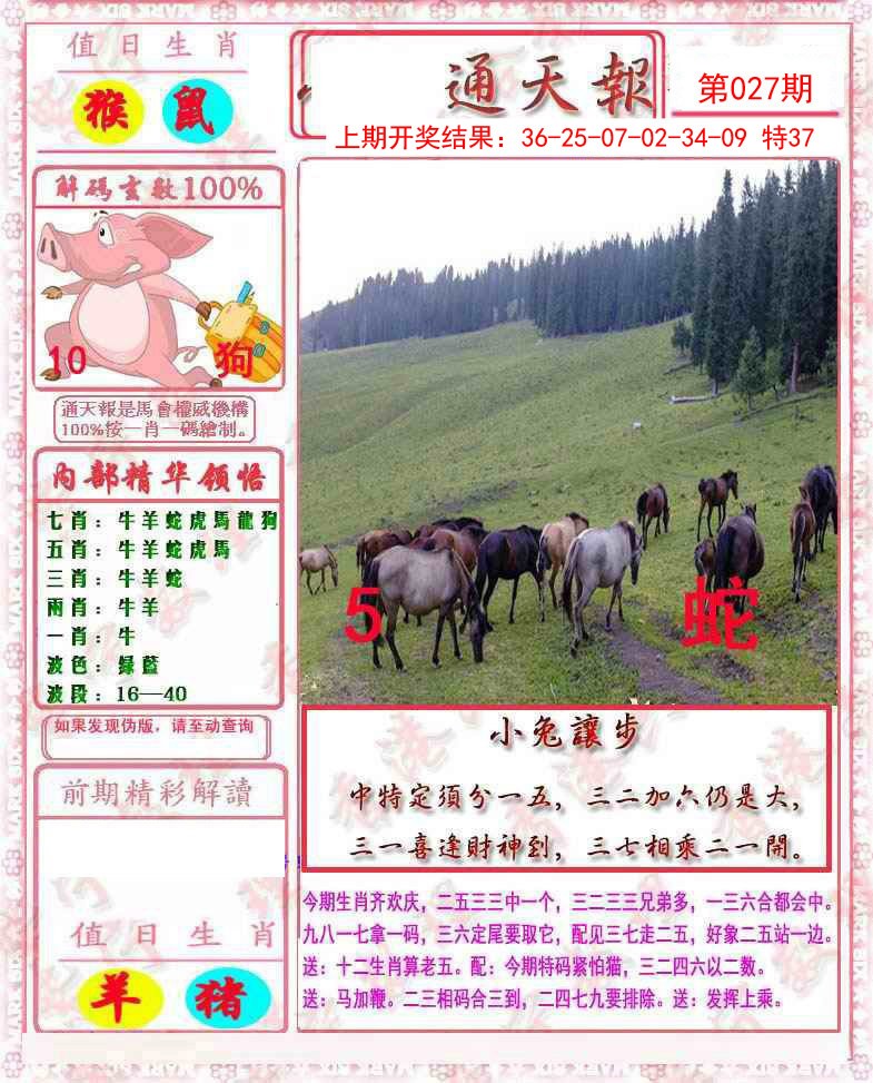 2025027期马经通天报
