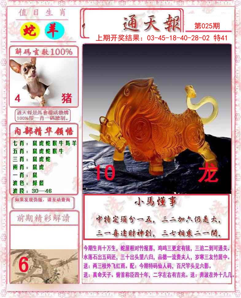 2025025期马经通天报