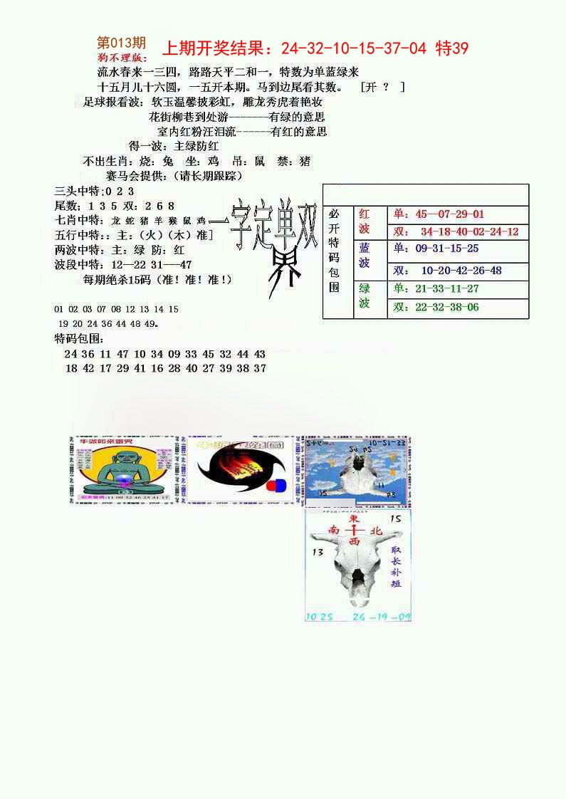 2025013期狗不理特码报
