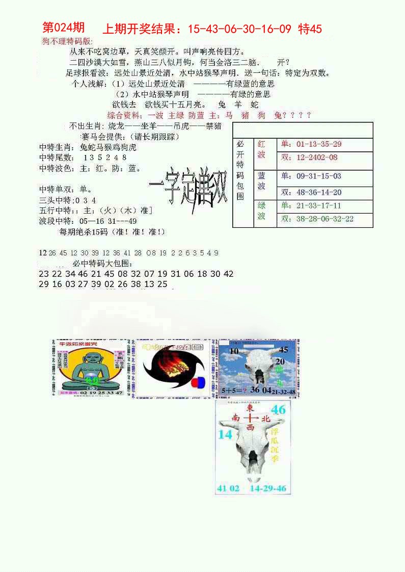 2025024期狗不理特码报
