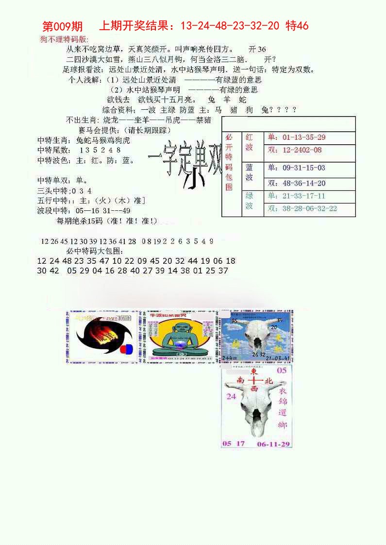 2025009期狗不理特码报