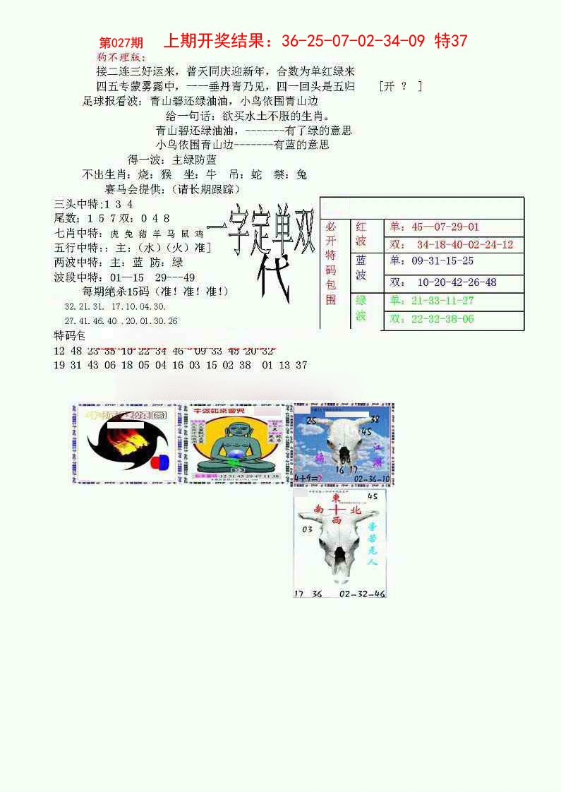 2025027期狗不理特码报