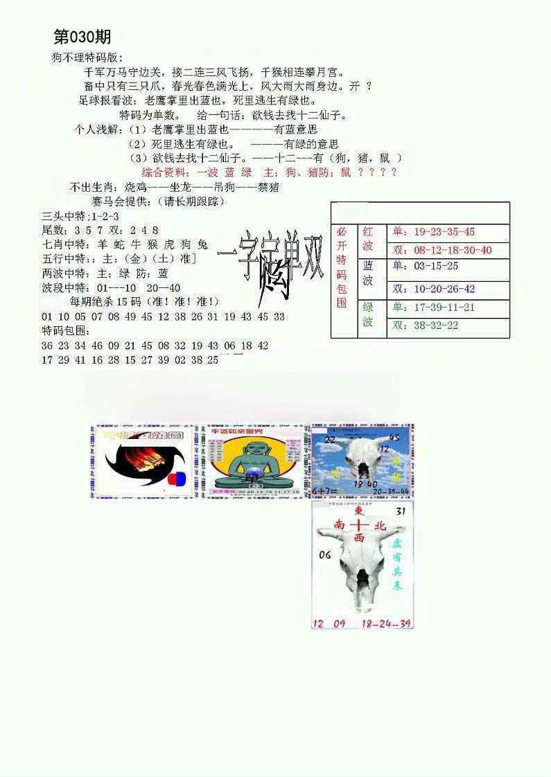 2025030期狗不理特码报