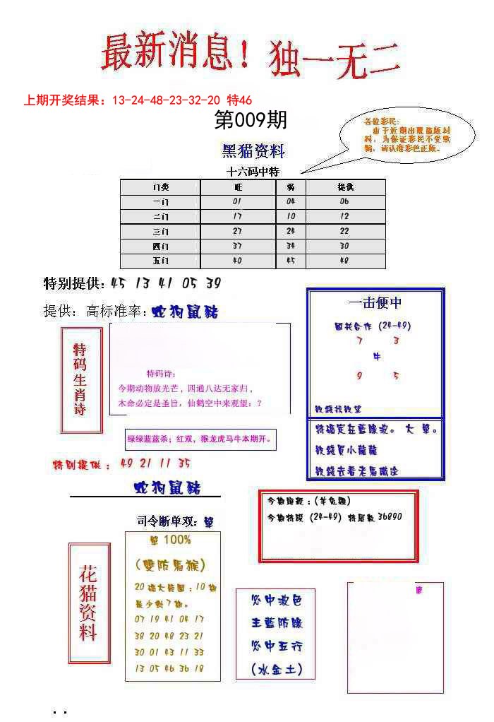 2025009期独一无二