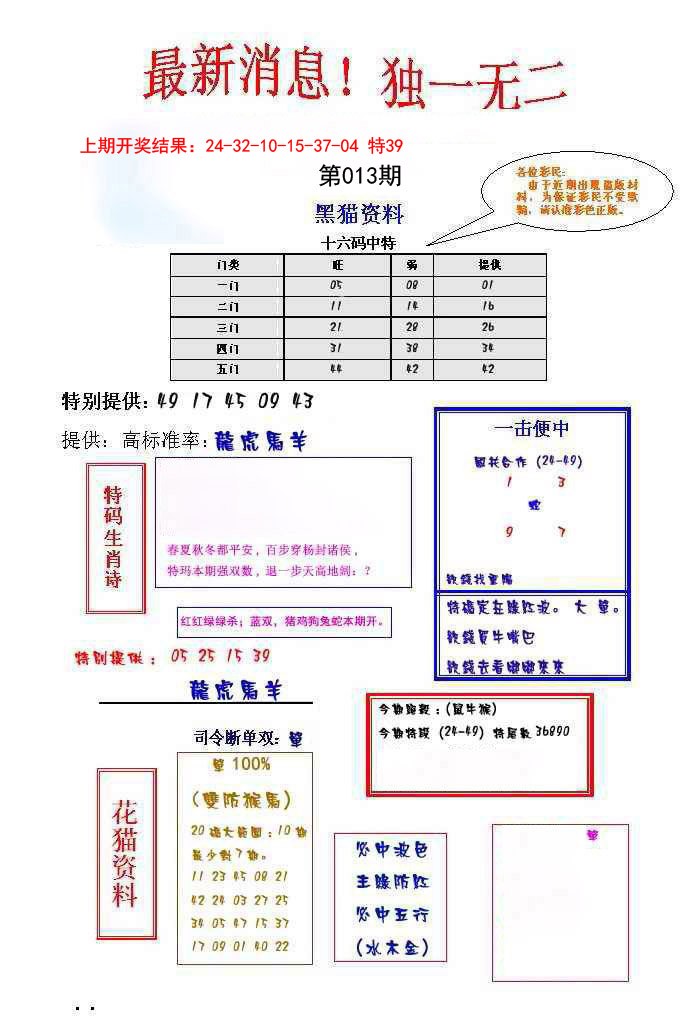 2025013期独一无二