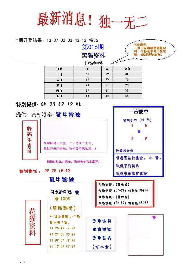 2025016期独一无二