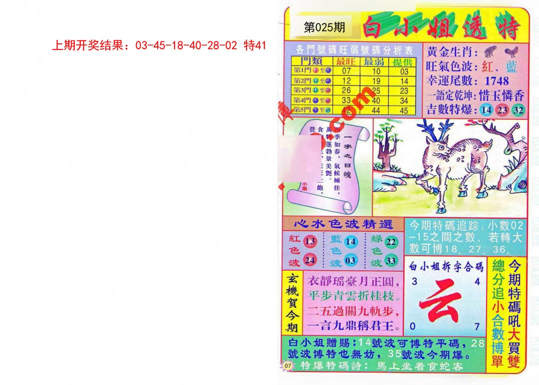 2025025期白小姐透特