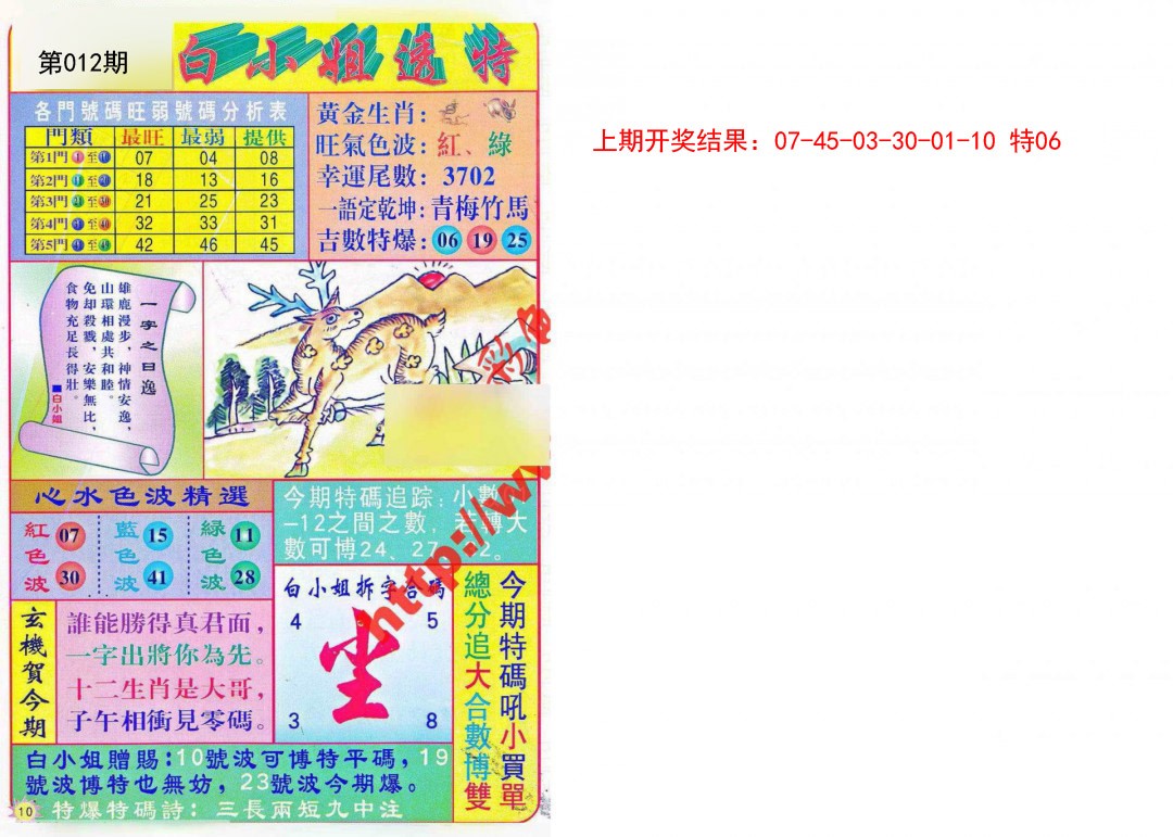 2025012期白小姐透特