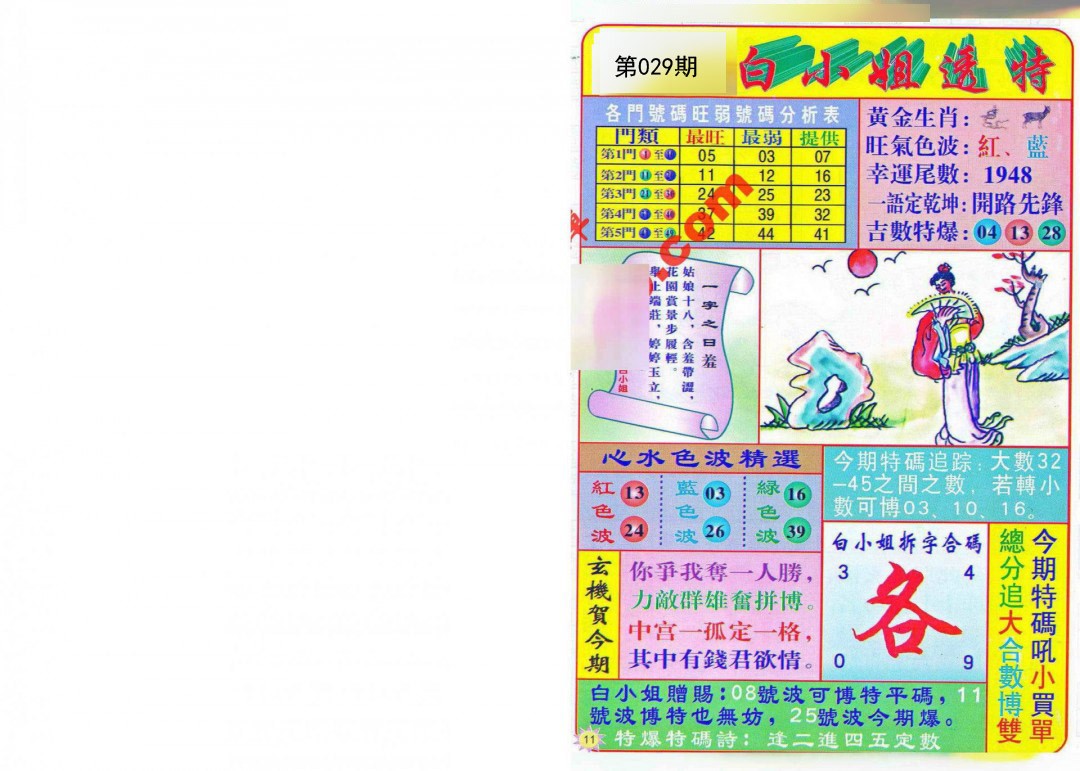 2025029期白小姐透特