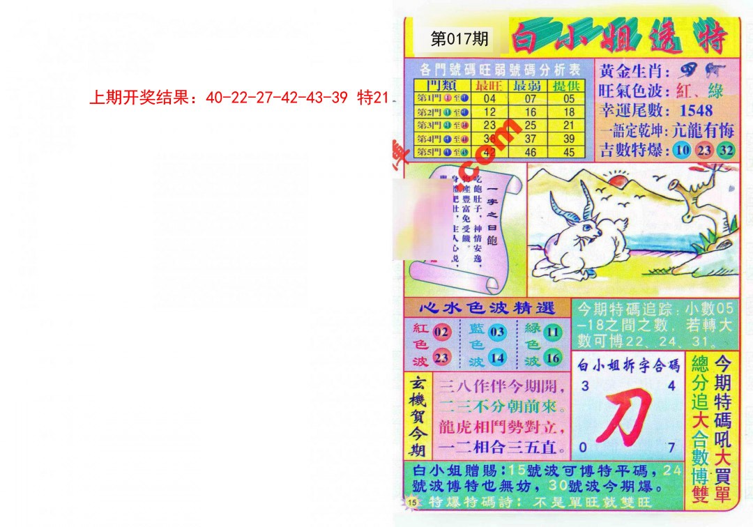 2025017期白小姐透特