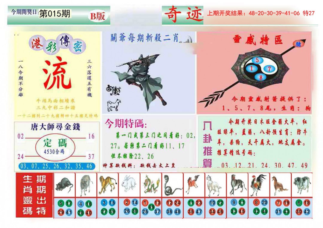 2025015期九龍奇迹B(推荐)