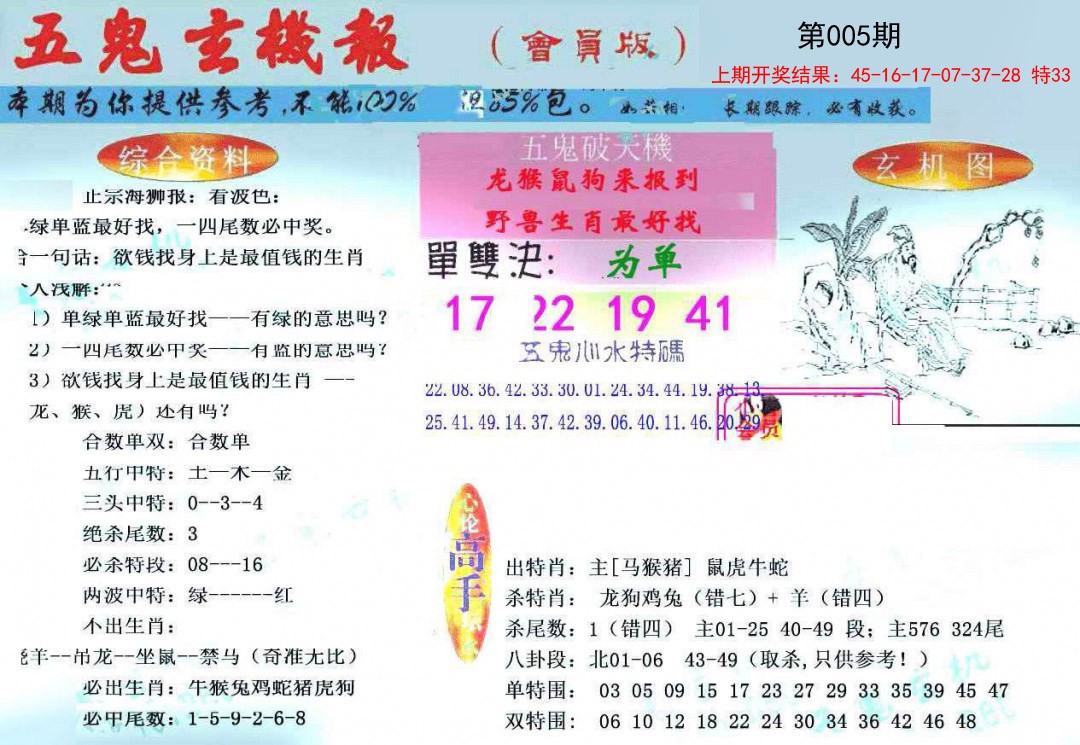 2025005期新五鬼玄机