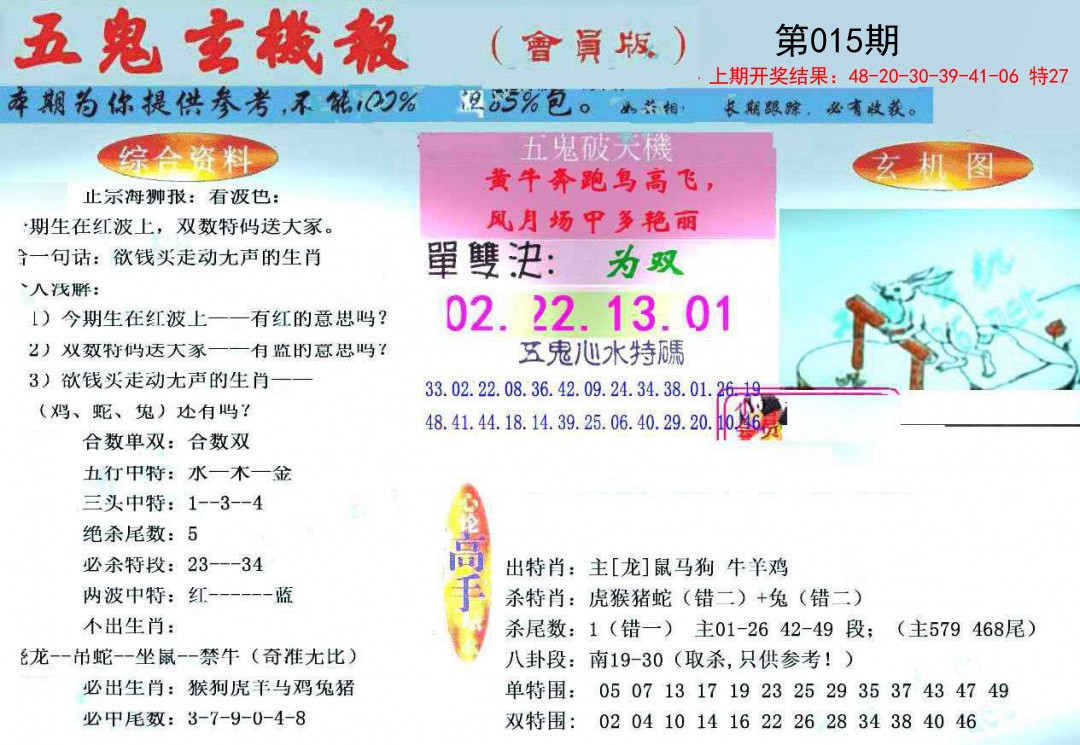 2025015期新五鬼玄机