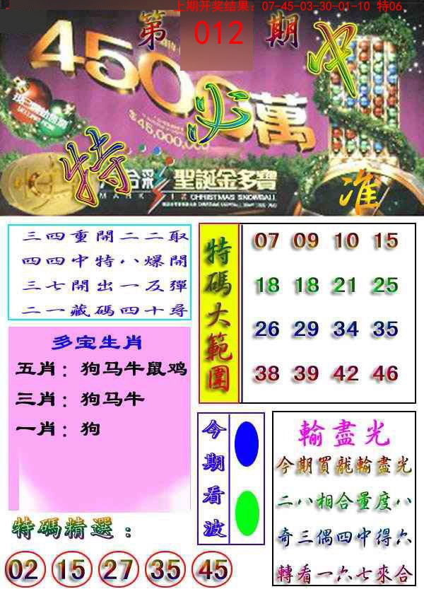 2025012期特必中